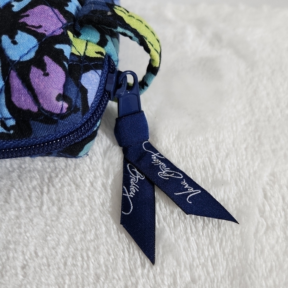 Vera Bradley Retired Indigo Pop Floral Flower Navy Blue Cosmetic Bag Pouch - Picture 8 of 9